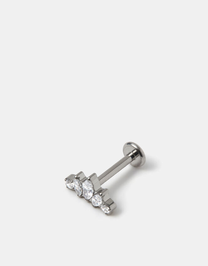 Marquise Fan Titanium Flatback Stud Earring, , large