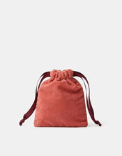 Embellished Heart Velvet Drawstring Bag, , large