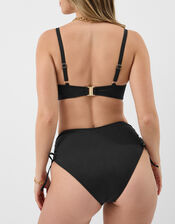 Tie High Waist Shaping Bikini Bottoms, Black (BLACK), large