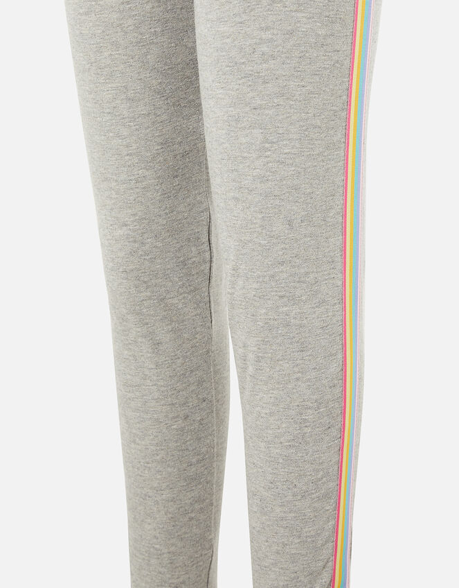 Girls Rainbow Stripe Leggings, Grey (GREY), large