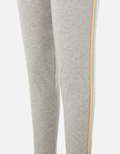 Girls Rainbow Stripe Leggings, Grey (GREY), large