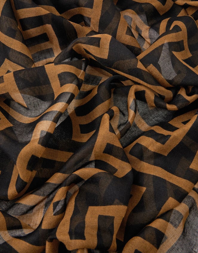 Geometric Print Lightweight Scarf, , large