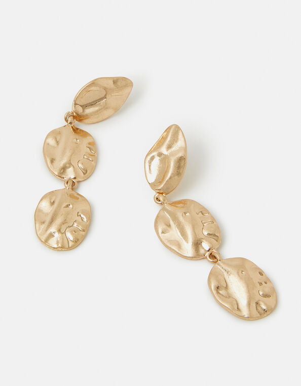 Textured Coin Drop Earrings, , large