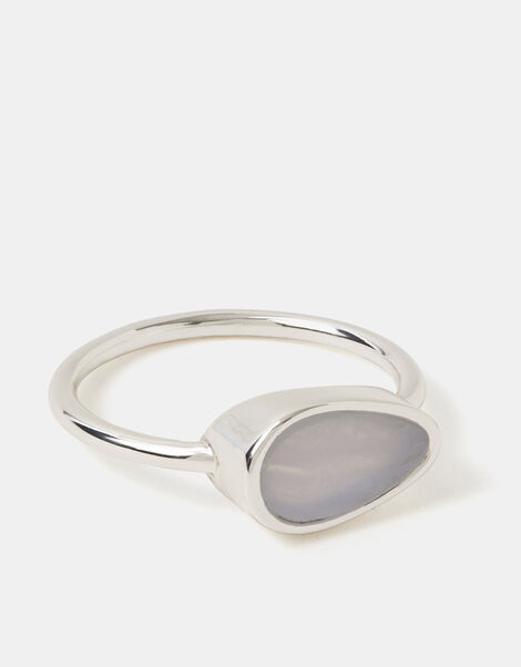 Sterling Silver-Plated Blue Chalcedony Ring, Silver (ST SILVER), large