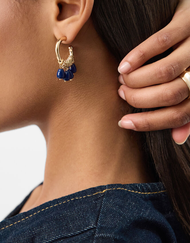 Bead Charm Hoop Earrings, , large