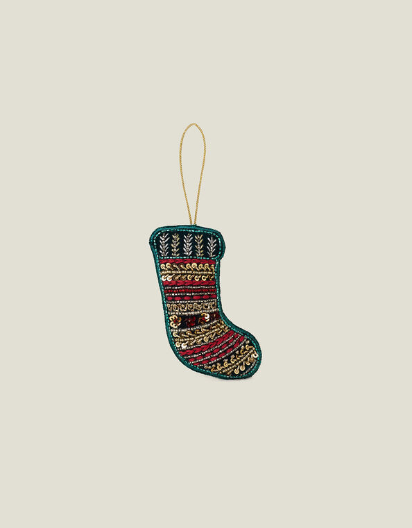 Embellished Christmas Stocking Hanging Decoration, , large