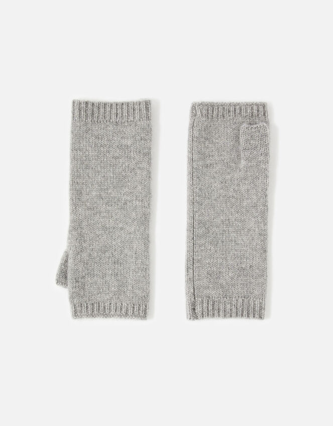 Longline Fingerless Gloves in Cashmere , Grey (GREY), large
