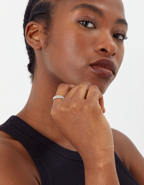 Sterling Silver Chain Stacking Rings Silver