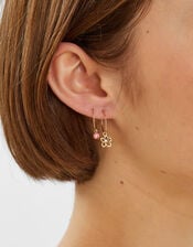 3-Pack Pineapple Gem Charm Hoop Earrings, , large