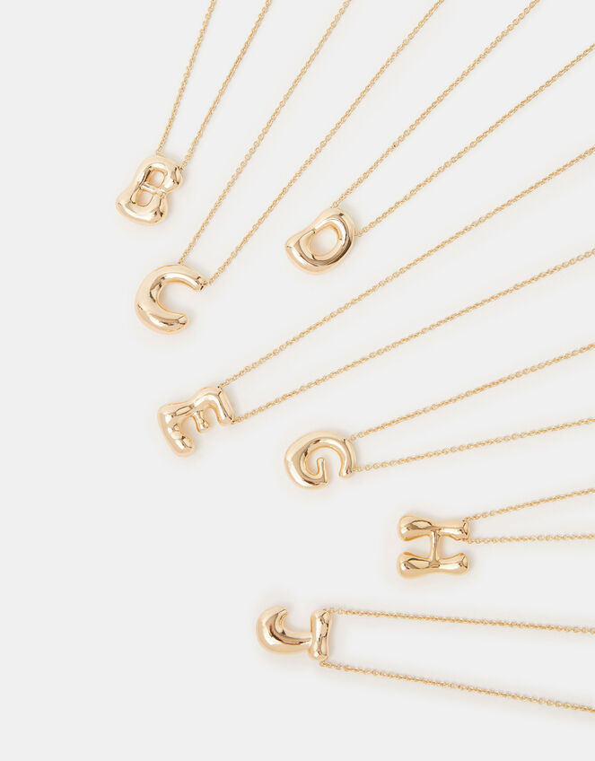 Bubble Initial Pendant Necklace, Gold (GOLD), large