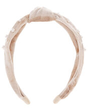 Pearly Velvet Knot Headband, , large