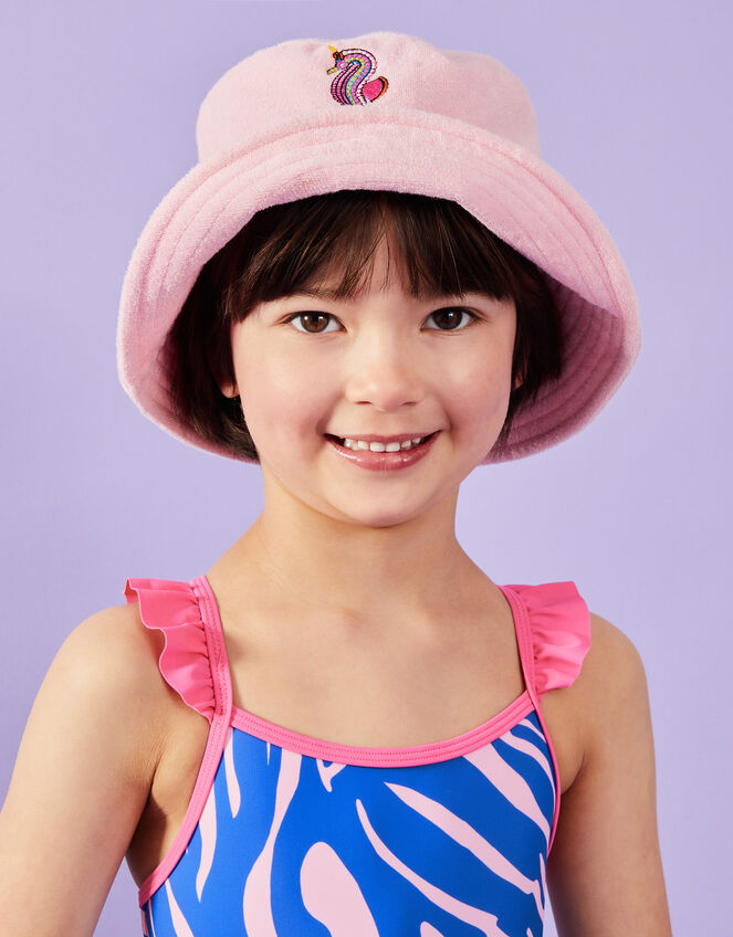 Seahorse Towelling Bucket Hat, Pink (PINK), large