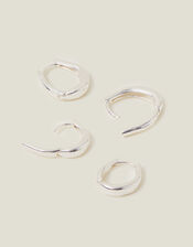 2-Pack Sterling Silver-Plated Hoops, , large