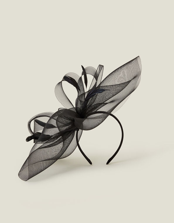 Large Crin Fascinator, Black (BLACK), large