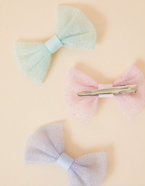 Kids Party Bow Hair Clips Set of Three, , large