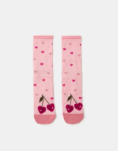 Cherry Heart Print Socks, , large