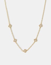 14ct Gold-Plated Mother of Pearl Clover Station Necklace, , large