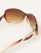 Wavy Arm Wrap Sunglasses, Brown (BROWN), large