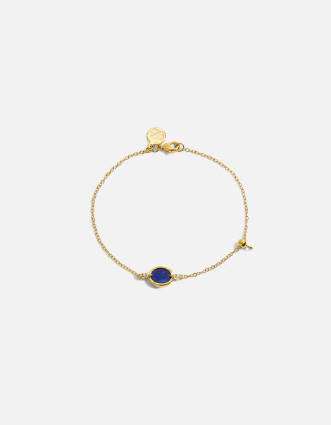 Gold-Plated Slice Lapis Lazuli Bracelet, , large