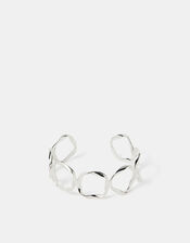 Sterling Silver-Plated Molten Circle Cuff, , large