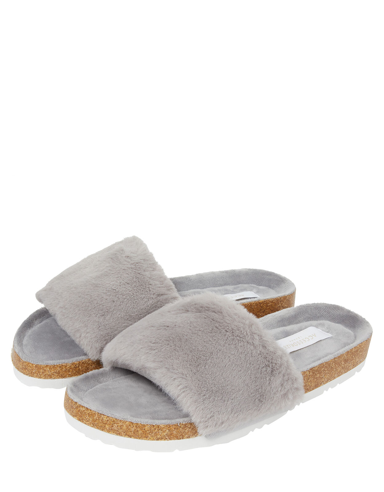 Faux Fur Sliders Grey