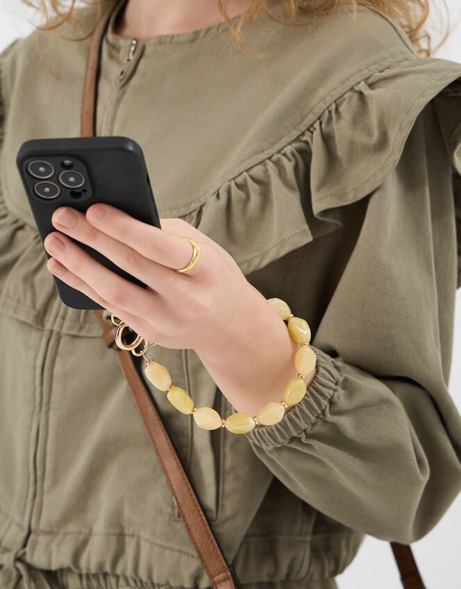 Resin Bead Wrist Phone Strap , Yellow (YELLOW), large