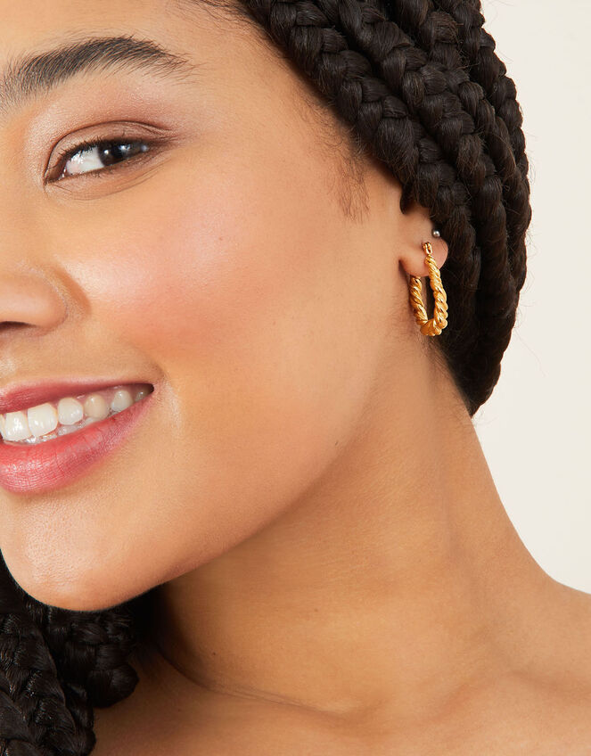 Stainless Steel Croissant Oval Hoops, , large