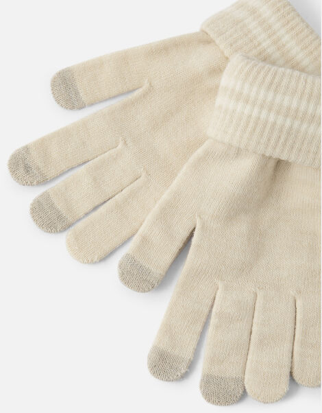 Varsity Stripe Gloves Natural, Natural (NATURAL), large