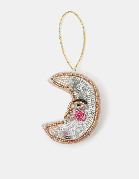 Crescent Moon Sequin Christmas Tree Decoration, , large