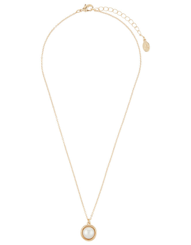Encased Pearl Pendant Necklace, , large