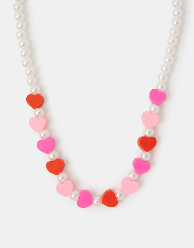 Girls Beaded Heart Necklace, , large