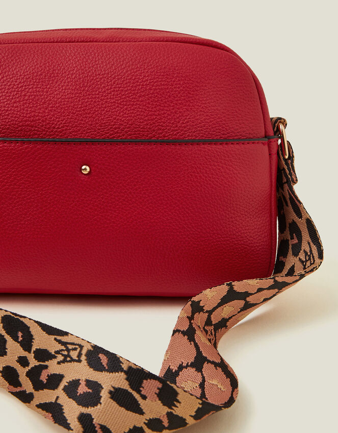 Leopard Webbing Strap Cross-Body Camera Bag, , large