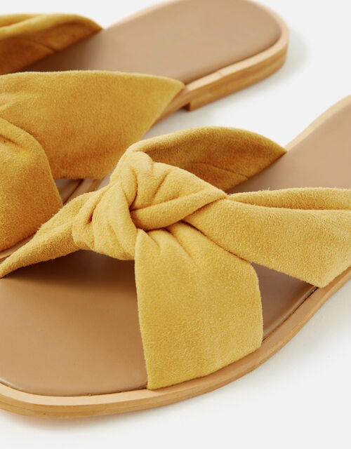 Leather Knotted Sliders , Yellow (OCHRE), large