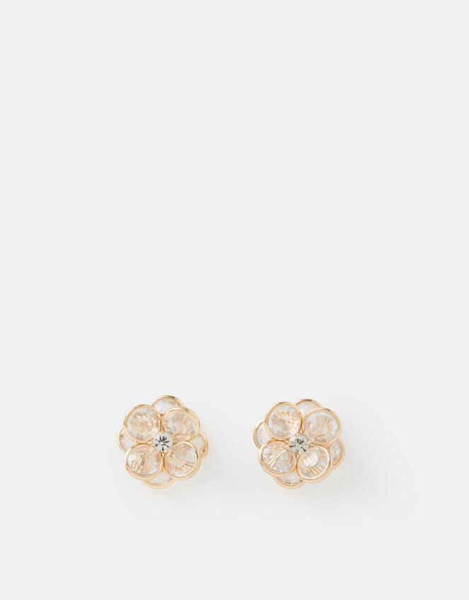 Crystal Flower Stud Earrings, , large