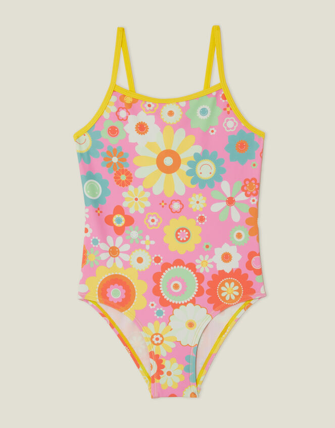 Girls Boho Floral Swimsuit , Pink (PINK), large