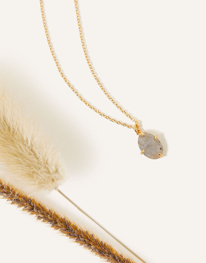 14ct Gold-Plated Labradorite Pendant Necklace, , large