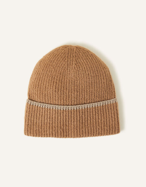Sparkle Edge Beanie Hat, Camel (CAMEL), large