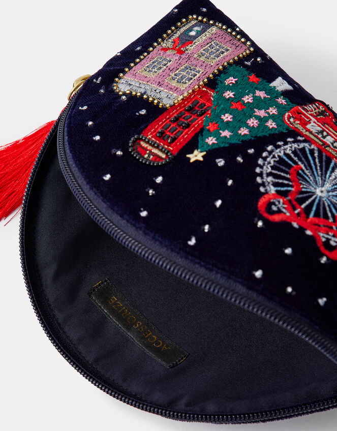 Christmas London Velvet Pouch, , large