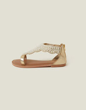 Girls Pearl Embellished Sandals, Cream (PEARL), large