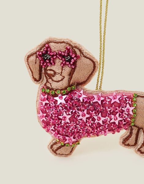 Embellished Sausage Dog Hanging Decoration, , large