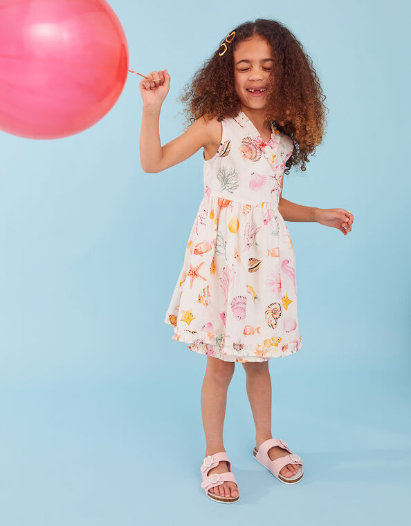 Kids Shell and Fish Print Dress, Multi (PASTEL-MULTI), large