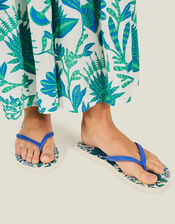 Paisley Print Flip Flops, Blue (BLUE), large