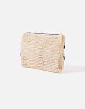 Ruffle Raffia Clutch Bag, , large