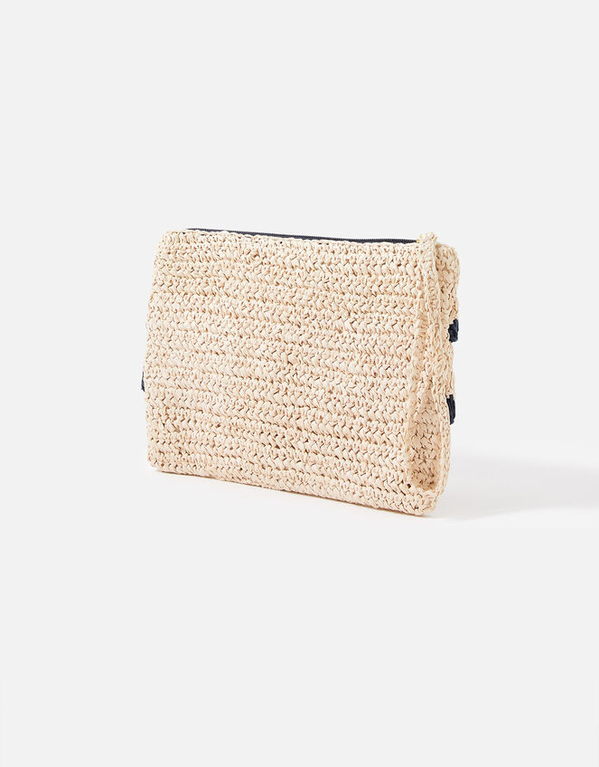 Ruffle Raffia Clutch Bag, , large