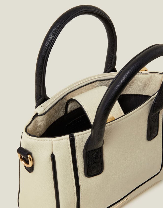 Two-Tone Faux Leather Handbag, , large