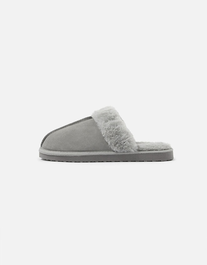 Suede Mule Slippers, Grey (GREY), large