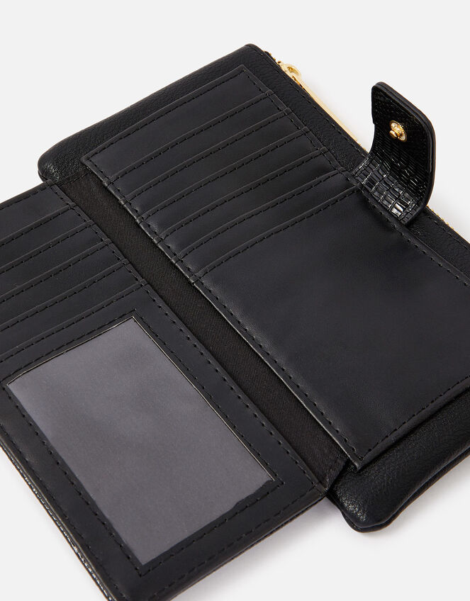 Large Reptile Zip Wallet, Black (BLACK), large
