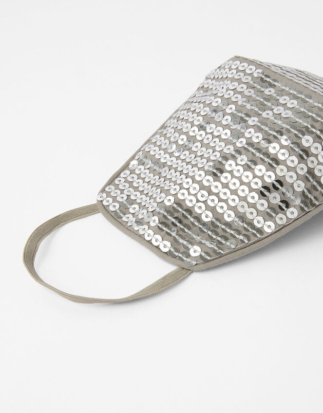 Sequin Sparkle Face Covering, Silver (SILVER), large