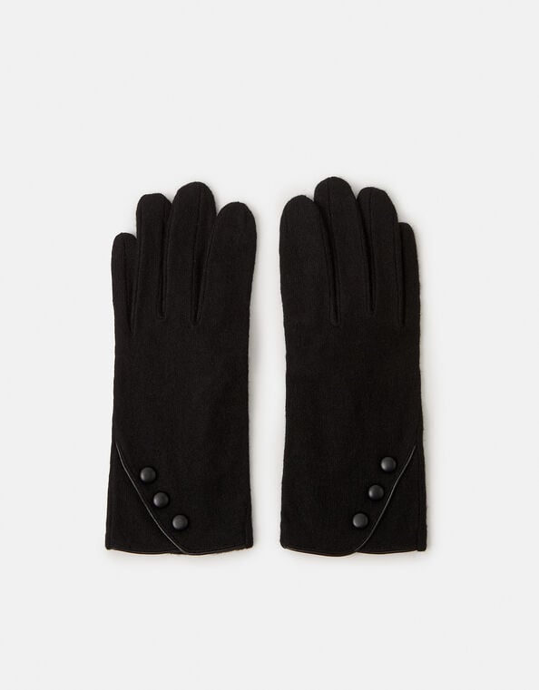 Plain Wool Gloves, Black (BLACK), large