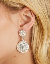 Seashell Drop Earrings Silver, , large